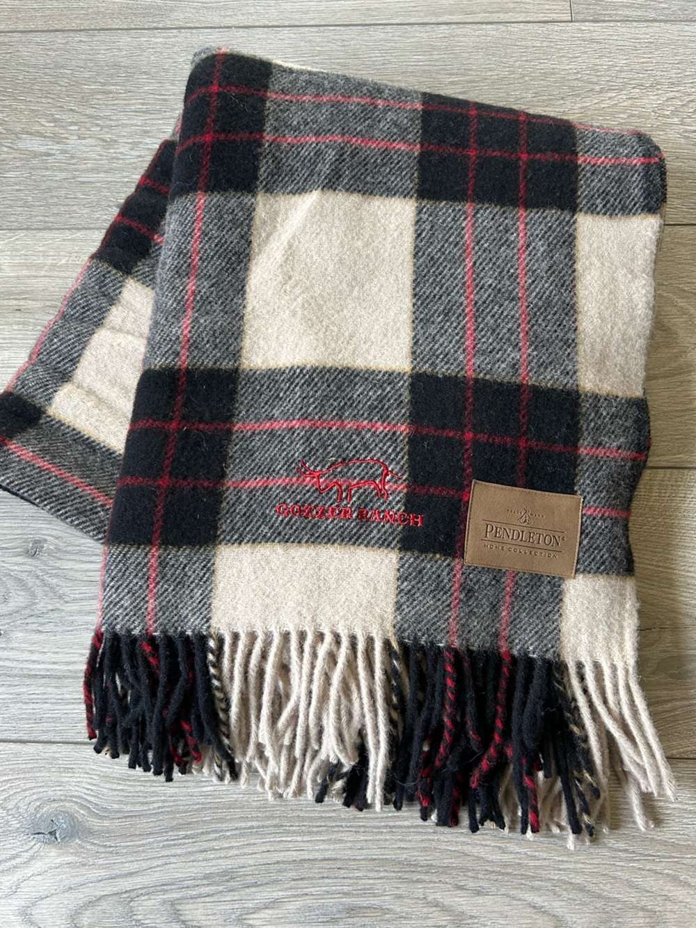 Pendleton Plaid Fringe Wool Blanket 70 x 52